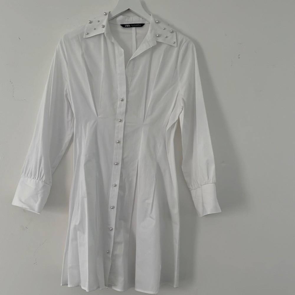 Brand new shirt dress with pearl details